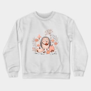 Cute Hedgehog with pumpkins and mushrooms Crewneck Sweatshirt